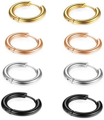 Karishma Kreations Mens Jewellery Valentine Multi Stud Bali Hoop earrings for men/ Ear rings Combo For Men / Gents / Boys / unisex Non-Pierced Magnet Bali Ear rings mens jewellery Salman khan style Cubic Zirconia Copper, Brass Earring Set