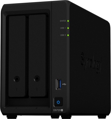 Synology DS720+ 0 TB External Hard Disk Drive (HDD)(Black, Mobile Backup Enabled, External Power Required)