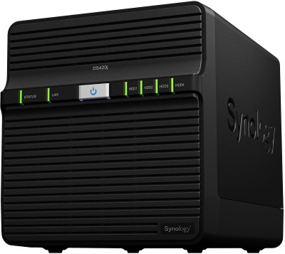 Synology DS420j 0 TB External Hard Disk Drive (HDD)(Black, Mobile Backup Enabled, External Power Required)