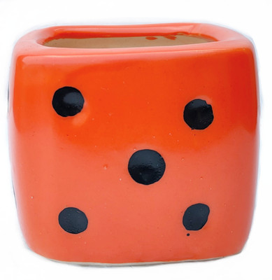 SBC LUDO DICE SHAPE RED COLOUR CERAMIC POT Plant Container Set(Ceramic)