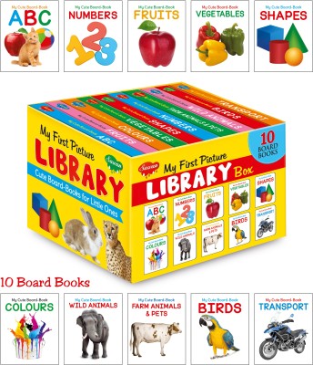 Picture Book Collections For Early Learning (Set Of 10 Board Books) - My Cute Board Book Abc, My Cute Board Book Birds, My Cute Board Book Colours, My Cute Board Book Farm Animals & Pet, My Cute Board Book Fruits, My Cute Board Book Numbers, My Cute Board Book Shapes, My Cute Board Book Transport, M