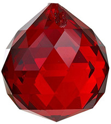Yutiriti Crystal Fengshui Crystal Hanging Ball for Good Luck and Prosperity, (Wine) Decorative Showpiece  -  3.5 cm(Crystal, Red)