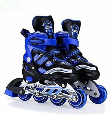 Wengvo in line skates blue In-line Skates - Size adjustable UK(Blue)