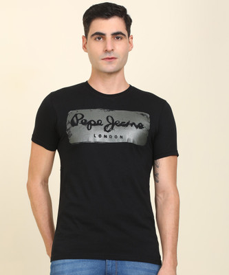 Pepe Jeans Printed Men Round Neck Black T-Shirt