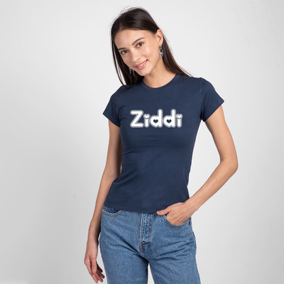 dreamkarts Printed Women Round Neck Dark Blue T-Shirt