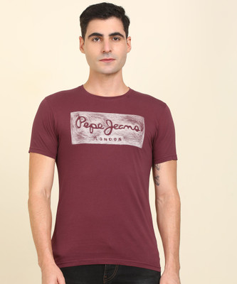 Pepe Jeans Printed Men Round Neck Purple T-Shirt