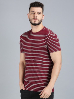 Checks & Squires Printed Men Round Neck Maroon T-Shirt