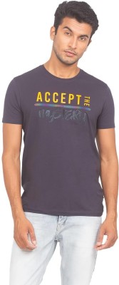 Spykar Printed Men Round Neck Grey T-Shirt