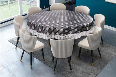 The Furnishing Tree Printed 8 Seater Table Cover(Grey, PVC)