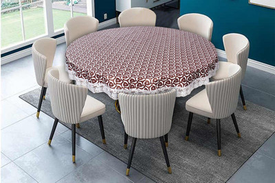 The Furnishing Tree Printed 8 Seater Table Cover(Grey, PVC)