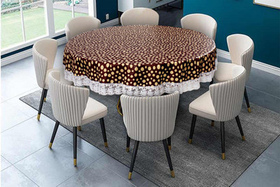 The Furnishing Tree Printed 8 Seater Table Cover(Brown, PVC)