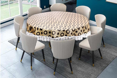 The Furnishing Tree Printed 8 Seater Table Cover(Yellow, PVC)
