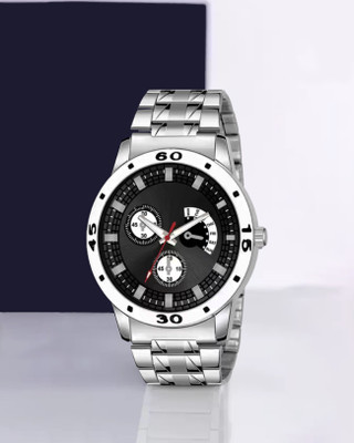 blutech Steel Chain Black Dial Boys Watch Analog Watch  - For Men