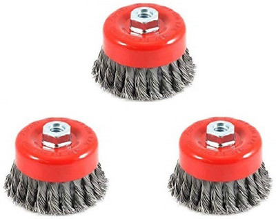 M MOD CON Twisted Wire Wheel Knotted Cup Brush for Angle Grinder to Remove Rust, Paint Wheel Brush(Pack of 3)