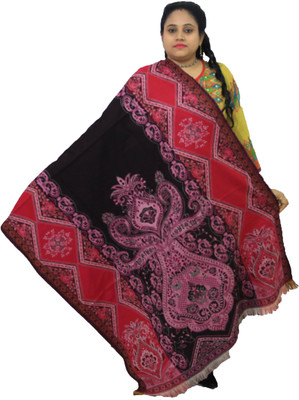 KAVIM Wool Self Design Women Shawl(Multicolor)