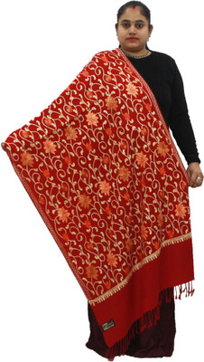 KAVIM Wool Self Design Women Shawl(Red)