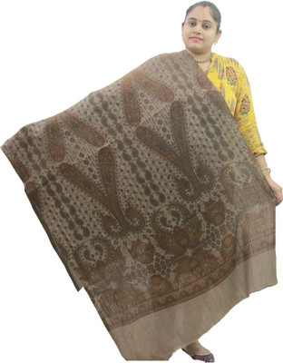 Vrinde Pure Wool Printed Women Shawl(Beige)