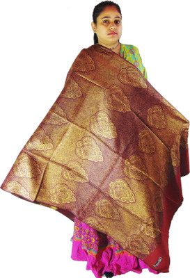 KAVIM Wool Self Design Women Shawl(Maroon)