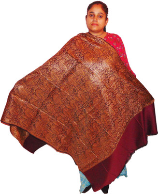 KAVIM Wool Self Design Women Shawl(Maroon)