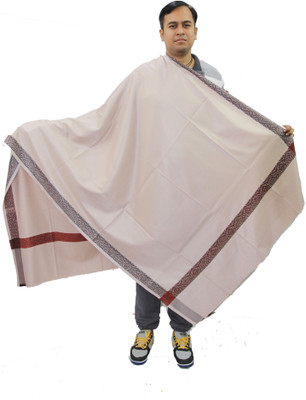 Vrinde Wool Self Design Men Shawl(Pink)