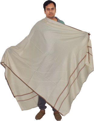 Vrinde Pure Wool Self Design Men Shawl(White)