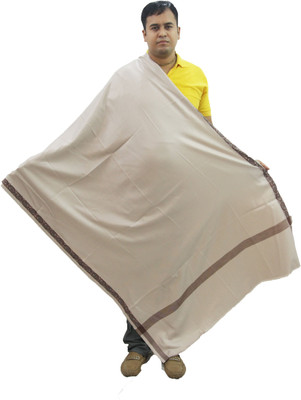 KAVIM Wool Self Design Men Shawl(White)
