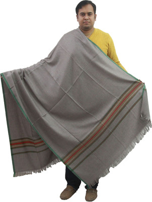 KAVIM Wool Striped Men Shawl(Grey)