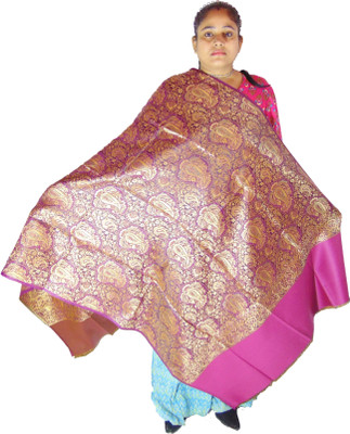 KAVIM Wool Self Design Women Shawl(Pink)