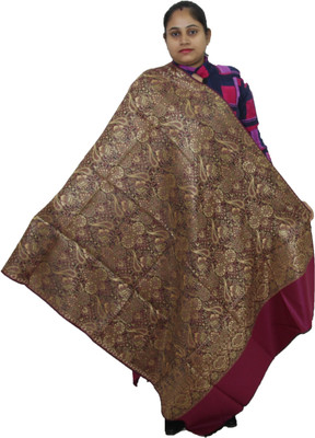 KAVIM Wool Self Design Women Shawl(Multicolor)