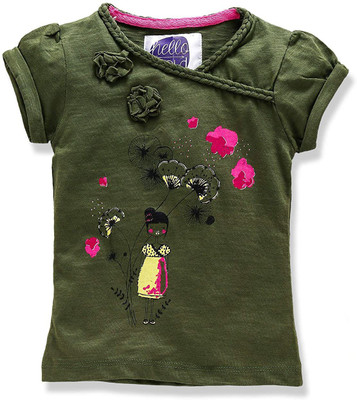 Eimoie Girls Casual Cotton Jersey Top(Green, Pack of 1)