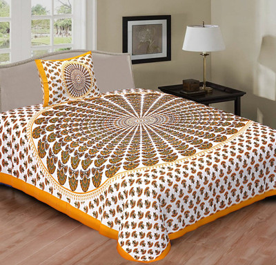 WAR TRADE 144 TC Cotton Single 3D Printed Flat Bedsheet(Pack of 1, Multicolor)