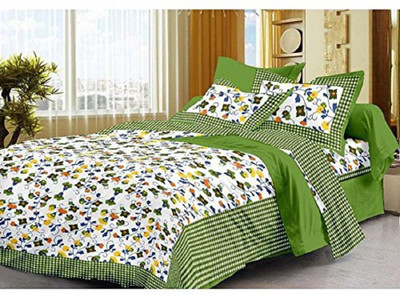 GCG 0 TC Polycotton Double Jaipuri Prints Flat Bedsheet(Pack of 1, GREEAN)
