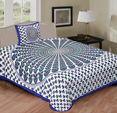 BATHAM HANDLOOM 144 TC Cotton Single 3D Printed Flat Bedsheet(Pack of 2, Multicolor)