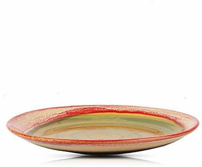 HIIH Ceramic Handpainted Rice Platter Cum Dinner Rice Plates Tray(Tray)