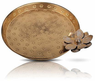 HIIH Golden Metal Tray for Dryfruit/Decoration/Table Decor Home Decor Duck Bowl for Flower Petal, Snacks or Dessert Platter Iron Decorative Platter (Gold, Pack of 2) Tabl