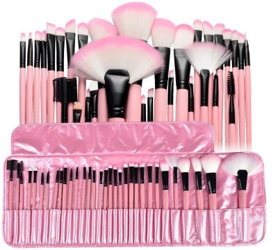 Crazy girl 32 Pcs Professional Cosmetic Makeup Brushes Set With Leather Pouch - Pink(Pack of 32)