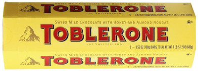 Toblerone Swiss Milk Chocolate With Honey & Almond Nougat [6 x 100 Grams] Bars(600 g)