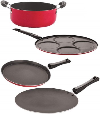 NIRLON FT10_CT12_UP7_CS24 Non-Stick Coated Cookware Set(PTFE (Non-stick), Aluminium, 4 - Piece)