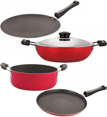 NIRLON FT10_CT11_DKD(J)_CS24 Non-Stick Coated Cookware Set(PTFE (Non-stick), Aluminium, 4 - Piece)