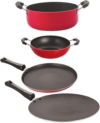 NIRLON FT10_CT12_KD10_CS24 Non-Stick Coated Cookware Set(PTFE (Non-stick), Aluminium, 4 - Piece)
