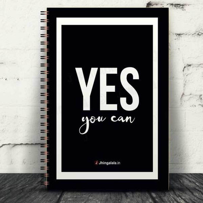 Jhingalala Wirebound Plain Notebook For Personal and Office stationery Diary with Yes You Can Printed on the Cover A5 Note Book Unruled 160 Pages(Black)