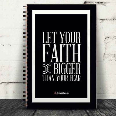 Jhingalala Wirebound Plain Notebook For Personal and Office stationery Diary with Let Your Faith Be Bigger Than Your Fear Printed on the Cover A5 Note Book Unruled 160 Pages(Black)
