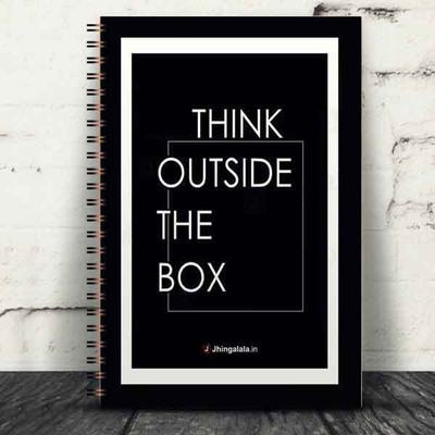 Jhingalala Wirebound Plain Notebook For Personal and Office stationery Diary with Think Outside The Box Printed on the Cover A5 Note Book Unruled 160 Pages(Black)