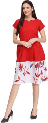 KUMKUM FASHION Women Fit and Flare Red Dress