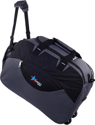 PERFECT STAR (Expandable) 65 L Strolley Duffel Bag - CAMP WHEEL Duffl 51cm GREY BLACK - Large Capacity Duffel With Wheels (Strolley)