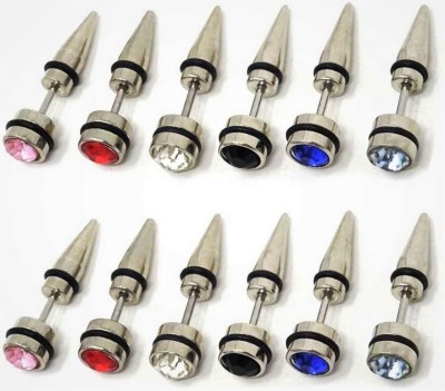 MEENAZ Mens Fashion Jewellery Valentine MultiSilver Stud MAA Bali Hoop earrings for men Metal Stud Earring
