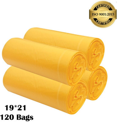 ASCREATION Oxo Biodegradable Yellow Garbage Bag - 19x21 (4X30=120 Pcs)Medium 12 L Medium 12 L Garbage Bag  Pack Of 120(120Bag )