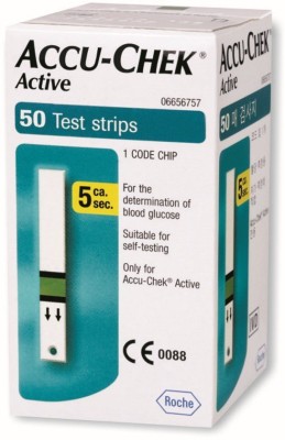 ACCU-CHEK Strips Active Test Strips - 50 Glucometer(White)
