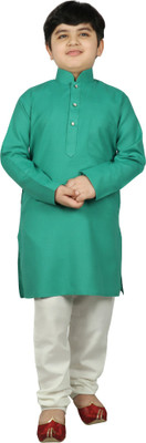 SG YUVRAJ Boys Festive & Party, Casual Kurta and Pyjama Set(Green Pack of 1)