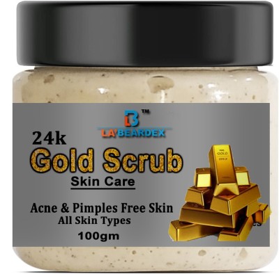 la'beardex 24K Gold Scrub For Acne And Pimple Free Skin & Anti oil Skin Scrub(100 g)